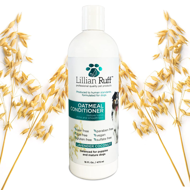 Lillian Ruff Calming Oatmeal Pet Conditioner for Dry Skin & Itch Relief with Aloe & Hydrating Essential Oils - Replenish Moisture & Deodorize - Soothing Conditioning for Normal/Sensitive Skin 16 oz. - BeesActive Australia