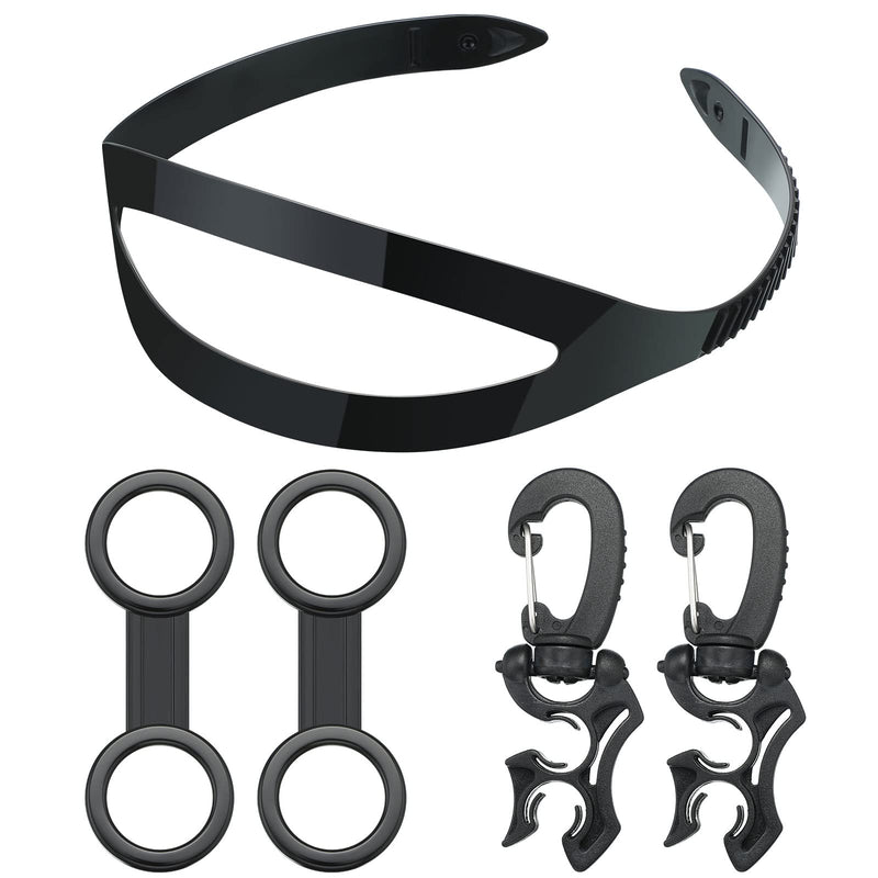 5 Pieces Diving Accessories Include Black Diving Silicone Mask Strap, 2 Pieces Silicone Snorkel Strap Keeper Clip Retainer and 2 Pieces Double Diving Hose Holder with Clip for Outdoor Diving Activity - BeesActive Australia