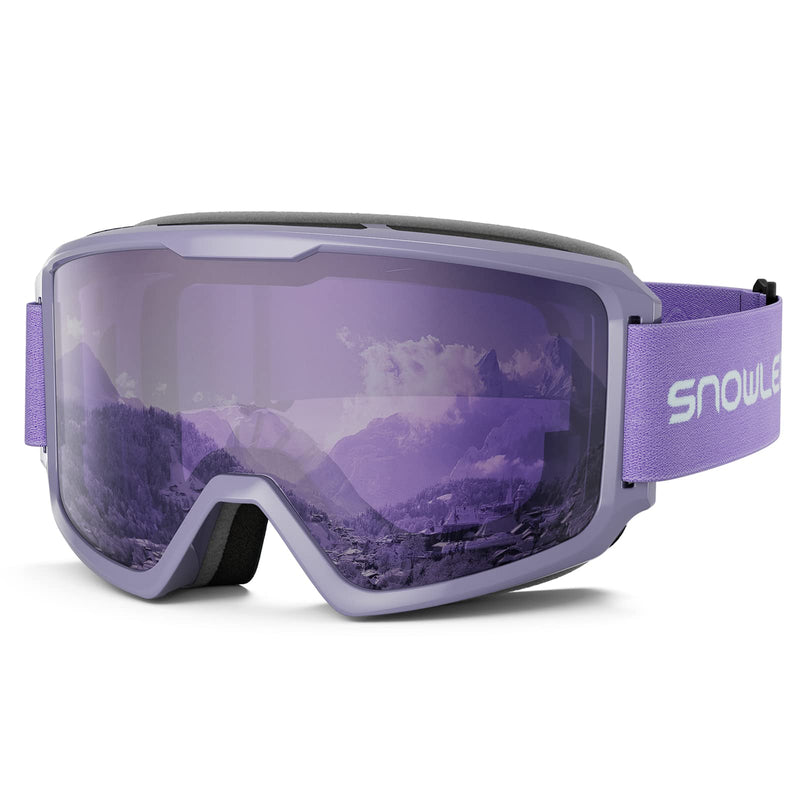 Ski/Snowboard Goggles for Men, Women & Youth -OTG 100% UV Protection Bright Purple/Purple Lens (Light Silver) - BeesActive Australia