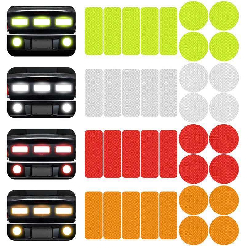 80 Pcs Reflective Decals Warning Reflective Stickers Night Visibility Reflective Tape Adhesive Motorcycle Stickers Waterproof Reflector Tape for Car, Motorcycle, Bicycle, Helmet, Backpack - BeesActive Australia