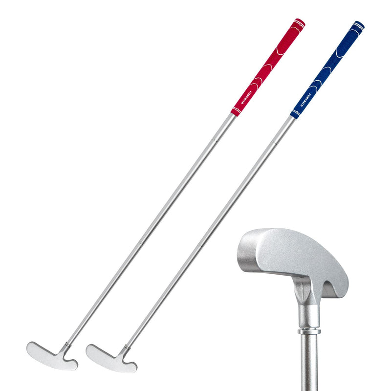FUNGREEN Golf 2PCS/Pack Two-Way Putter Club for Right or Left Handed Golfers Foldable Alloy Rod Head Kids Adults Golf Putter - 34" Length (Red and Blue) - BeesActive Australia