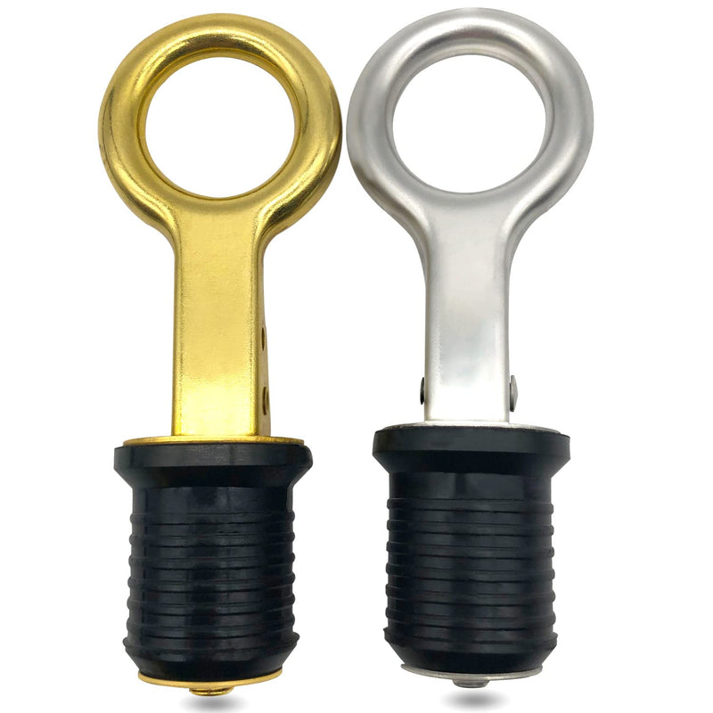 Duthyvea 1 inch Flip Boat Drain Plug Stainless Steel & Brass Snap Handle fit 1” 25mm Marine Boats Yacht Hull Baitwell Tube Plumbing Accessory 2PK Rubber Plugs - BeesActive Australia