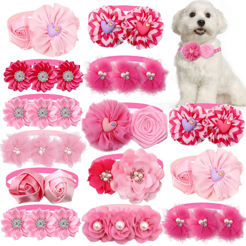 Valentine's Puppy Dog Bowtie Flower Combination 10pcs/Pack Dog Bows Necktie Styles Red Rose Pink Dog Accessories - BeesActive Australia