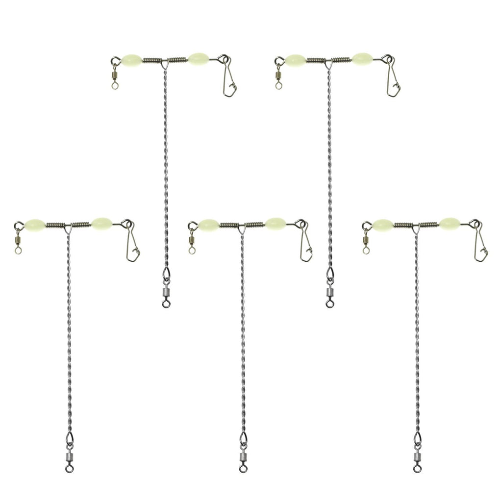 ZRM&E 5pcs 12cm Fishing Lures Wire Leader Trace with Snap & Luminous Glow Beads Fishing Tackle Tool Fishing Accessory - BeesActive Australia