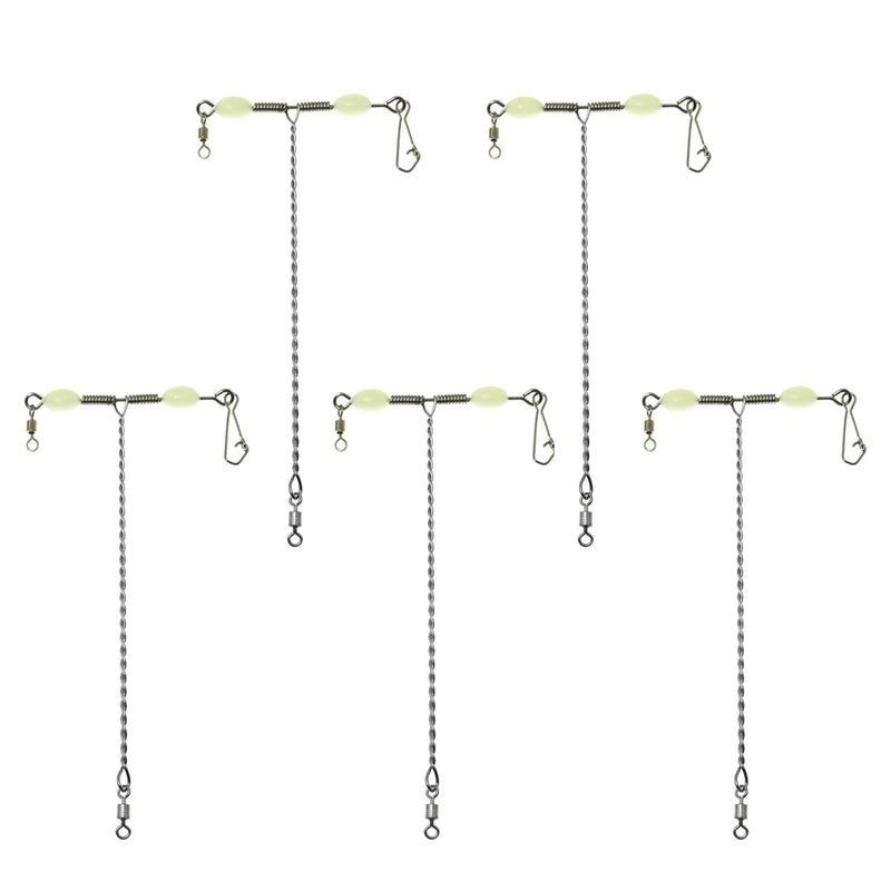 ZRM&E 5pcs 12cm Fishing Lures Wire Leader Trace with Snap & Luminous Glow Beads Fishing Tackle Tool Fishing Accessory - BeesActive Australia