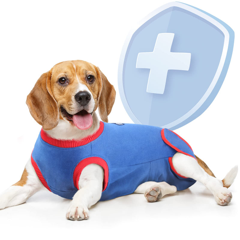Supet Dog Recovery Suit for Dogs Cats After Surgery, Pet Surgery Recovery for Dog Substitute E-Collar & Cone, Prevent Licking Dog Wound Puppy Surgical Clothes L（ Back Length：15.7"-18.9"） Blue - BeesActive Australia