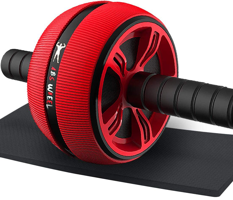 Bssay Ab Roller Wheel, Abs Workout Equipment for Abdominal & Core Strength Training, Exercise Wheels for Home Gym Fitness, Wider Ab Machine with Knee Pad Accessories Red-no resistance rope - BeesActive Australia