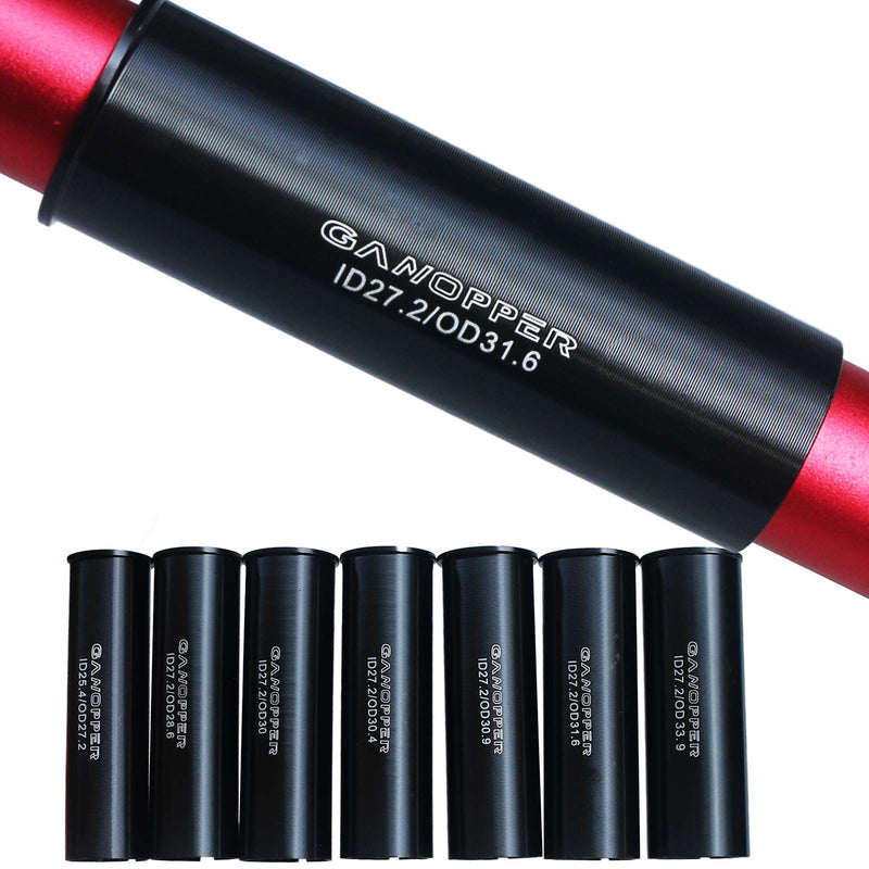 GANOPPER 100mm Long Seatpot Shim 22.2 25.4 26.6 27.2 to 28.6 30 30.4 30.9 31.6 31.8 33.9 34.9 36 Alloy Bicycle Seat Post Tube Adapter 25.4 I.D./26.6 O.D. - BeesActive Australia