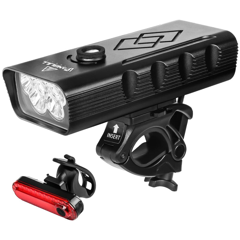 Anbull Bike Lights Set Super Bright USB Rechargeable Bicycle Headlight 9600 mAh, 1500 Lumens Very Bright, with 5 LEDs & IPX5 Waterproof Headlight and Back Taillight for Cycling Road Night Riding - BeesActive Australia