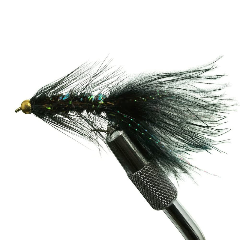 OCEAN CAT Bead Head Wooly Bugger Fly Fishing Flies for Trout and Freshwater Fish Wet Flies, 12 Pcs/Dozen #2 Black - BeesActive Australia
