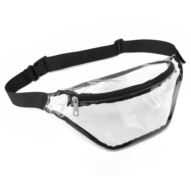 Clear Fanny Pack Stadium Approved Clear Purse Transparent Adjustable Waist Pack Belt Bag for Women Men, Travel, Beach, Festival, Events, Concerts Bag Black - BeesActive Australia