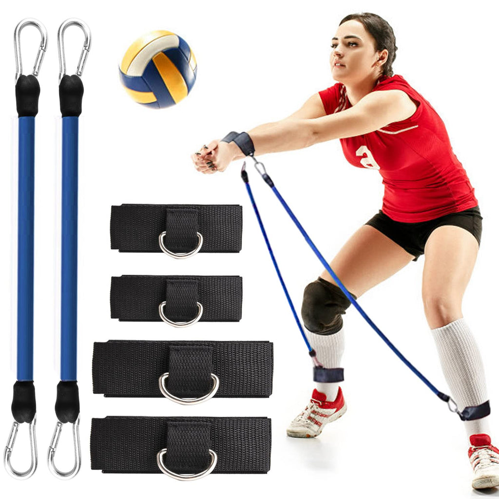 TOBWOLF Volleyball Training Pass Rite Aid Resistance Band, Elastic Volleyball Resistance Belt Set for for Practicing Serving, Arm Swing Passing, Agility Training Training Belt with Wristband & Ankle Strap (Blue) - BeesActive Australia
