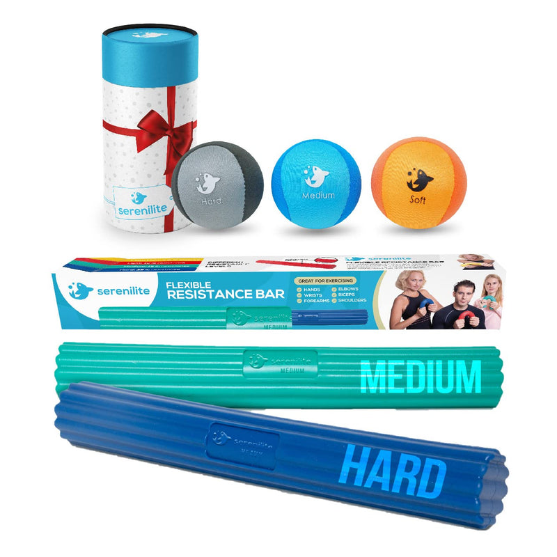 Serenilite Strong Grip Starter Kit - Tri-Density Stress Balls (3pc.) and Flexible Bars (2pc.) Bundle - BeesActive Australia