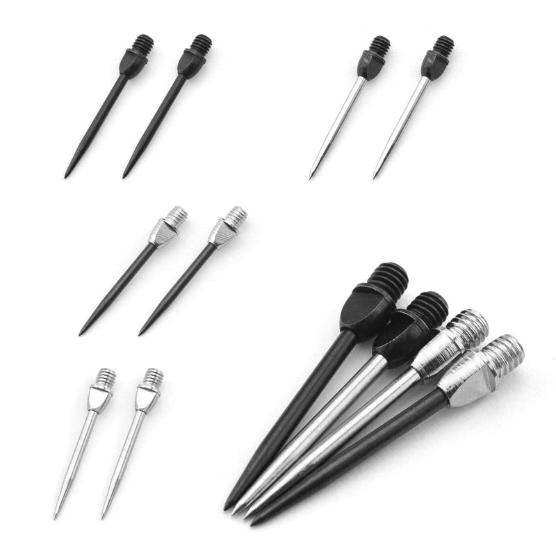 DGHAOP Steel Dart Tips 12pcs Flat Head Replaceable Dart Steel Tip 2BA Thread Darts Needle Accessories for Soft Tip Become Metal Needle Tips Darts 4 Types - BeesActive Australia
