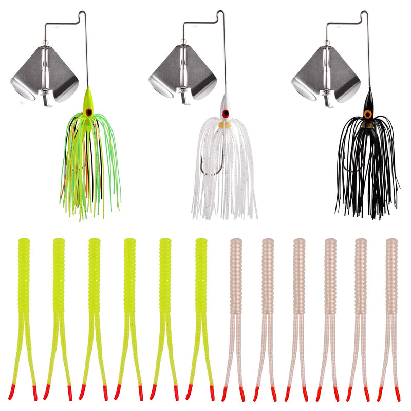 SpinnerBait Fishing Lures Bass Buzzbait Kit Spinner Baits Jigs for Freshwater Pike Trout Salmon Fishing 15pcs Set - BeesActive Australia