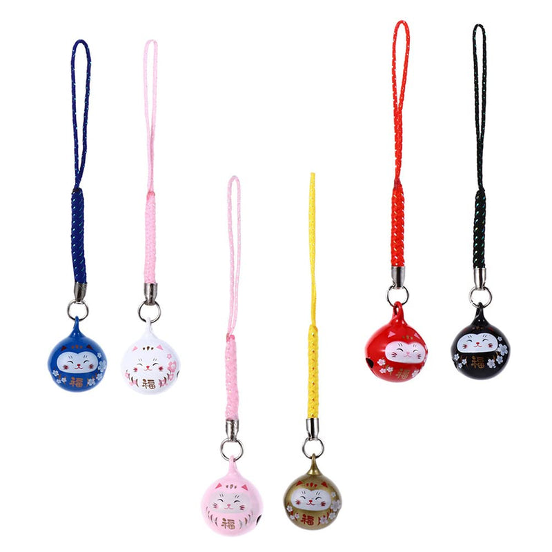 LUOZZY 6 Pcs Fortune Cat Charm Lovely Dharma Phone Hanging Pendants Lucky Cat Bell Charms (Size L) - BeesActive Australia