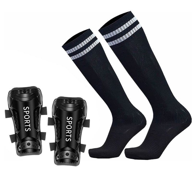 Geekism Sport Soccer Shin Guards - Shin Pads Child Calf Protective Gear, Lightweight Protective Football Equipment, for 3-15 Years Old Girls Boys Toddler Teenagers Black+Socks S 3'3 - 3'10 Tall - BeesActive Australia