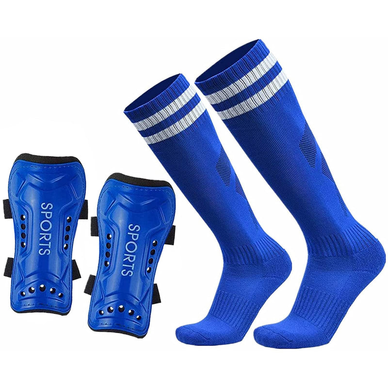 Geekism Sport Soccer Shin Guards - Shin Pads Child Calf Protective Gear, Lightweight Protective Football Equipment, for 3-15 Years Old Girls Boys Toddler Teenagers Blue+Socks S 3'3 - 3'10 Tall - BeesActive Australia