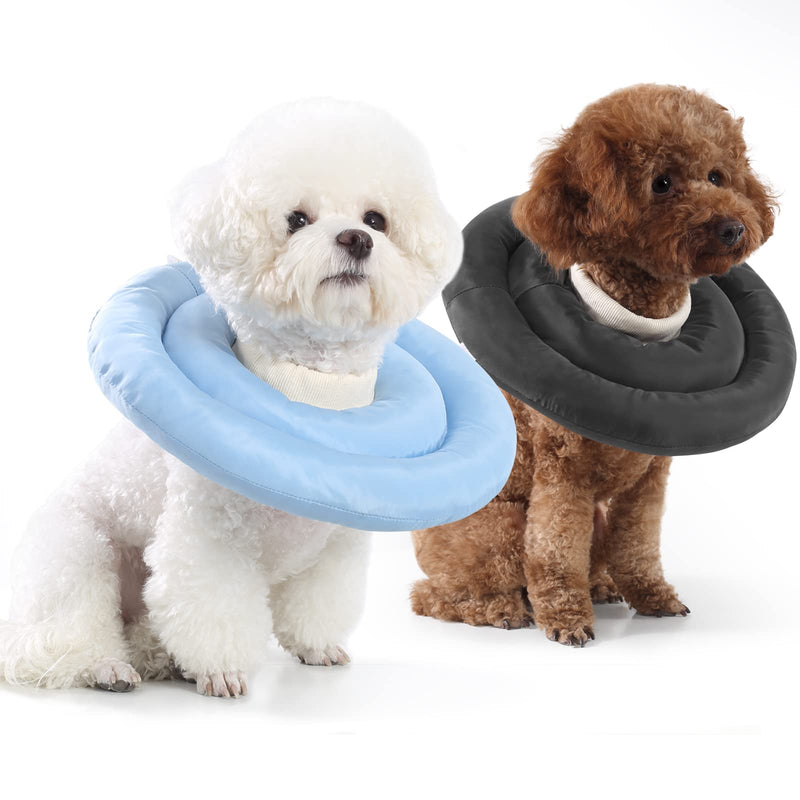 ANWA Soft Dog Cone for Small Dogs, Adjustable Dog Cone Alternative After Surgery, Waterproof Dog Recovery Collar for Small and Medium Dogs Large (11-17 lbs) Dark Gray - BeesActive Australia