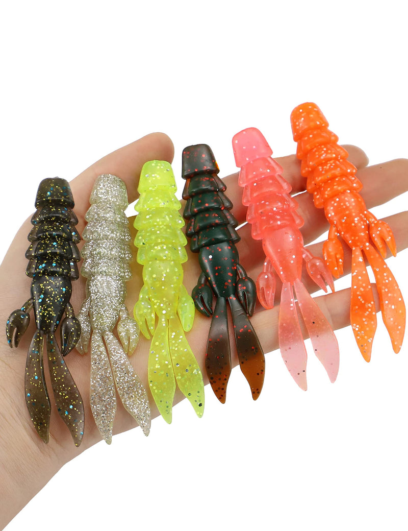 Facikono Craw Bait Soft Plastic Bait Bass Fishing Lures, Jig Trailers Baits Creature Bait - 12pcs 3.93inch B Crawfish Lure 6 Colors, 12pcs - BeesActive Australia