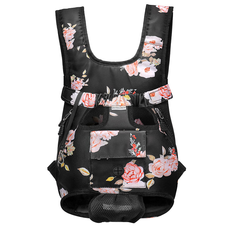 Petmolico Pet Dog Carrier Backpack, Adjustable Dog Legs-Out Front Backpack, Hands-Free Cat Pup Front Carrier Travel Bag, Easy-fit for Traveling Hiking for Small Medium Dogs Pink Rose - BeesActive Australia