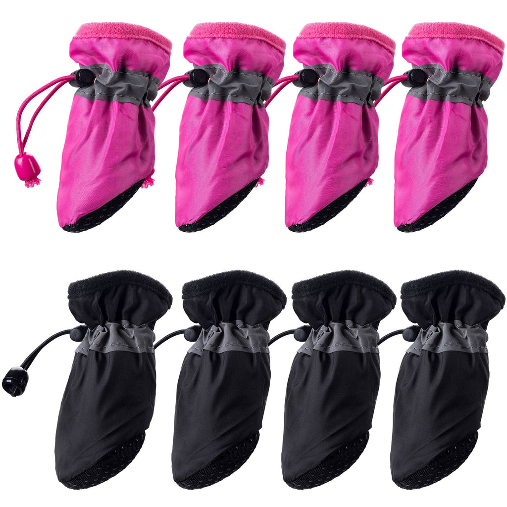 OIIKI 2 Sets Dog Boots Anti-Slip Paw Protectors, Soft Dogs Sock Shoes with Reflective Straps Pet Supplies Accessories for Indoor Outdoor Walking Running Sports Training, Pink/Black 8PCS 3 - BeesActive Australia