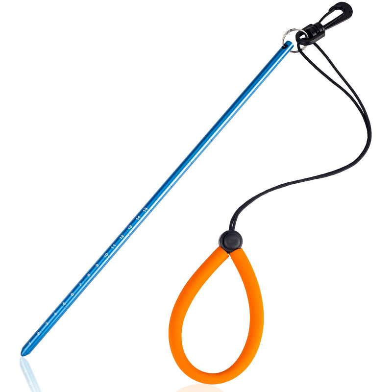 Pecihiko Scuba Diving Stick, 13'' Aluminium Alloy Lobster Tickle Stick Pointer Rod with Measurement, Adjustable Lanyard and Swivel Snap Bolt for Underwater Shaker Noise Maker Snorkeling Blue - BeesActive Australia