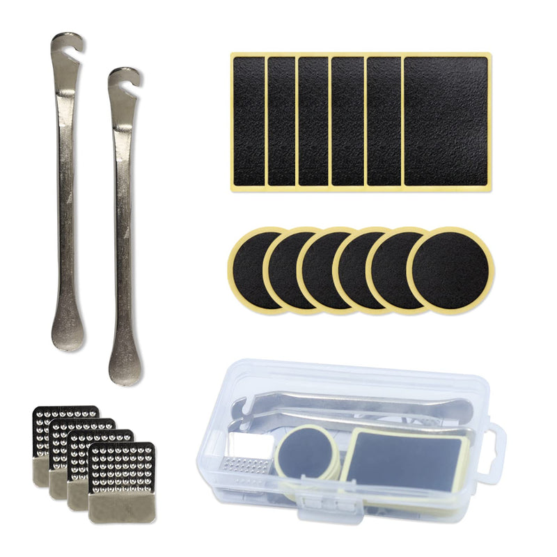 BangBoom 18 PCS Glue-Free Bike Tire Patch Repair Set, Bike Puncture Repair Patches, with Tire Patch, Metal Rasp and Crowbar, Storage Box, Quick and Easy - BeesActive Australia
