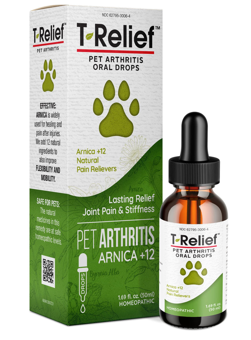 MediNatura T-Relief Pet Arthritis Pain Relief Arnica +12 Powerful Natural Medicines Help Reduce Hip & Joint Pain, Soreness & Stiffness - Fast-Acting, Alcohol-Free Soother for Dog & Cat - 1.69 oz - BeesActive Australia