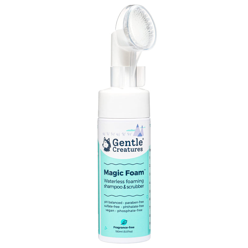 GENTLE CREATURES Magic Foam - Sulfate-Free, Waterless Shampoo Paw Cleaner for Dogs, Cats, Pets - Dry Shampoo, Foot Cleaner Brush - with Orange, Odor Control Wash - Good for Puppy, Sensitive Skin - BeesActive Australia