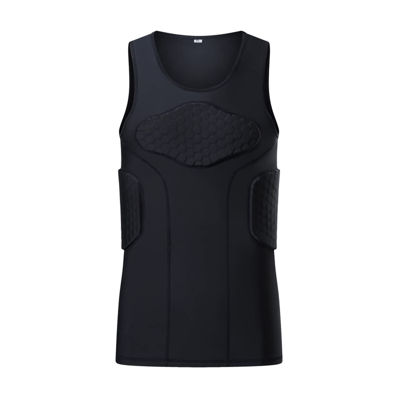 Mens Padded Football Shirt Rib Protectors Compression Shirts with Pads Basketball Protective Gear Rugby Tank Top Medium - BeesActive Australia