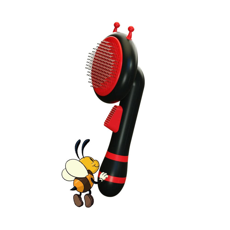 Cat Brush for Self Cleaning Shedding and Grooming, Unique Bee Brush with 184 Massage Needles, Soft Handle，Easily Removes Mats or Loose Undercoat Hairs for Long& Short Haired Dogs and Cats(Black) - BeesActive Australia