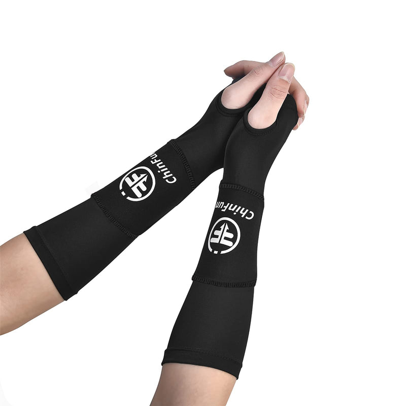 ChinFun Volleyball Arm Sleeves Passing Forearm Sleeves with Protection Pad Volleyball Gear for Youth Girls Women 1 Pair Black 14" - BeesActive Australia