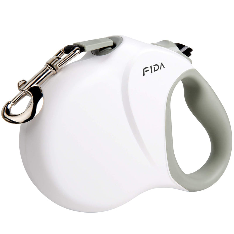 Fida Retractable Dog Leash 26ft, Heavy Duty Pet Walking Leash for Medium/Large Dogs up to 110 lbs, Tangle Free. One-Hand Brake White - BeesActive Australia