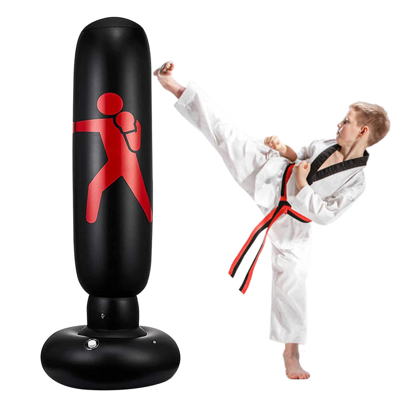 ASRAS Inflatable Punching Bag for Kids, 63 inch Kids Punching Boxing Bag Freestanding,immediate Bounce Back Boxing Bag, Fitness Punch Bag for Practicing Karate Black - BeesActive Australia