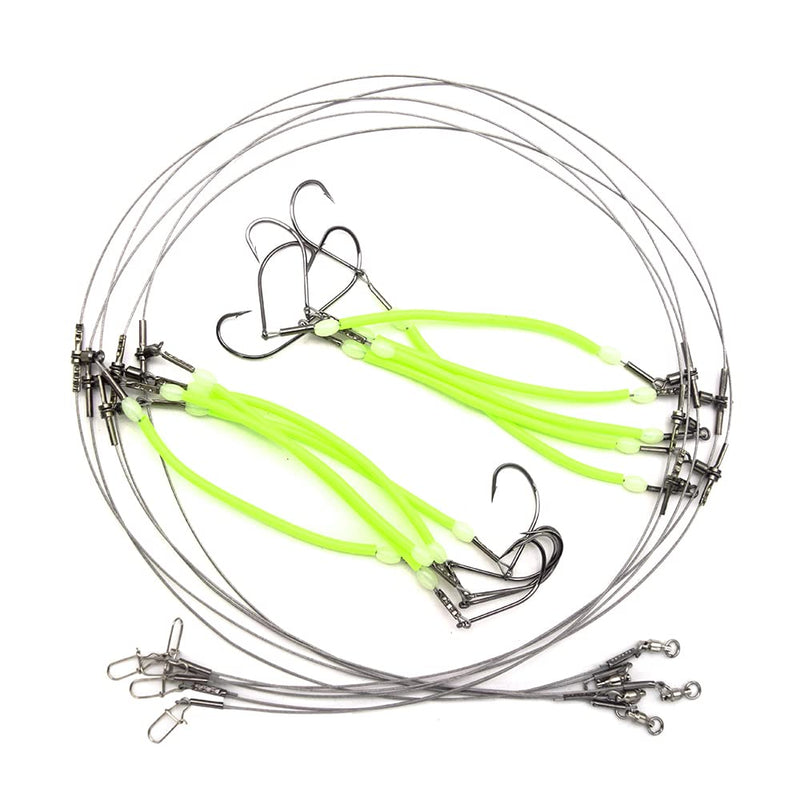 ANNIBBY High-Strength 49 Strands Steel Surf Fishing Rigs with 2 Hooks,Saltwater Fishing Assecories Nylon-Coating Steel Wire with Hooks Swivels Snap Connect 2 Arm Rig - BeesActive Australia