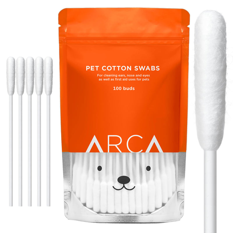 ARCA PET Cotton Swabs for Dogs Cats and Small Pets - Ear Cleaner Swabs with Long Plastic Handle - Ear Cleaning Supply for Puppies and Pets - Multipurpose Cotton Sticks for Pets Craft Makeup 100 Buds - BeesActive Australia