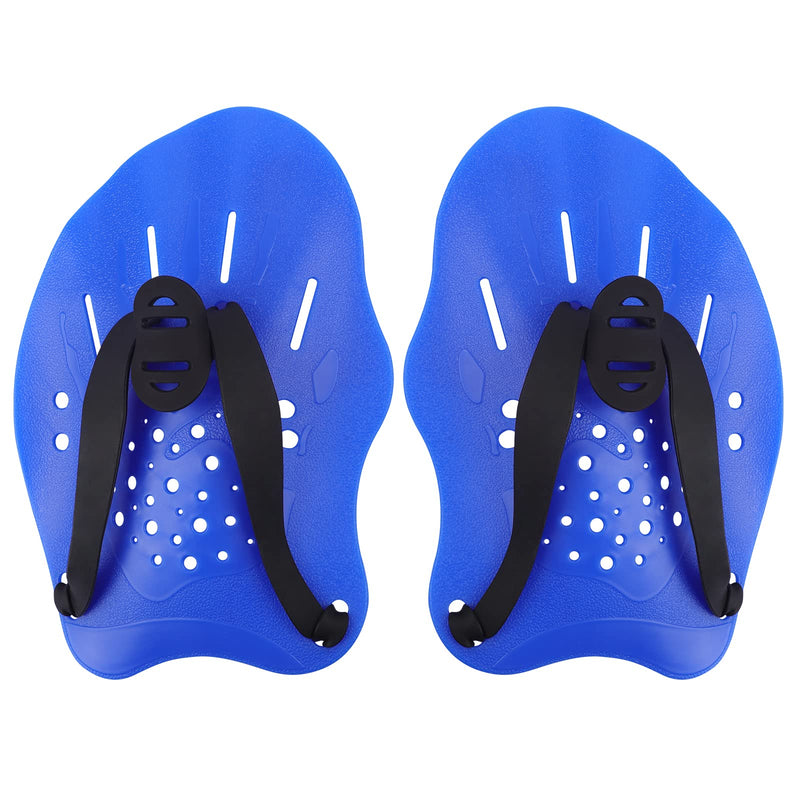 Swim Paddles for Lap Swimming, Swim Training Hand Paddles with Adjustable Straps, Swimming Equipment for Women Men Children (1 Pair) blue - BeesActive Australia