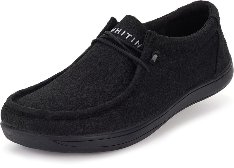 WHITIN Men's Wide Minimalist Barefoot Sneakers | Zero Drop Sole | Optimal Relaxation 7 Wide W86 | Carbon Black - BeesActive Australia