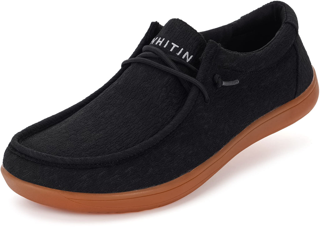 WHITIN Men's Wide Minimalist Barefoot Sneakers | Zero Drop Sole | Optimal Relaxation 12 Wide W86 | Black Gum - BeesActive Australia