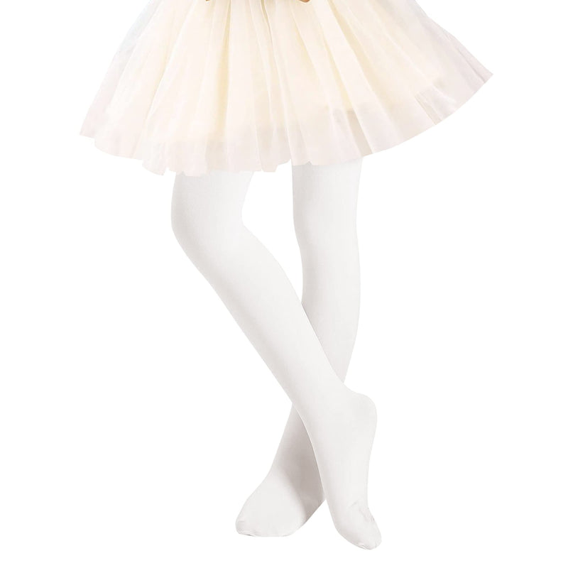 UTTPLL Stretchy Dance Tights Comfort Ballet Tights Kids Super Elasticity School Uniform Athletic Leggings For Girls 01 White 3-6 Years - BeesActive Australia