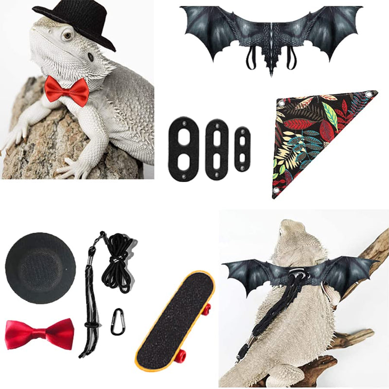 New Lizard Leash with Dragon Wings, Reptile Hammock, Bearded Dragon Hat & Bowtie and Lizard Skateboard Suitable for a Variety of Small Animals - BeesActive Australia