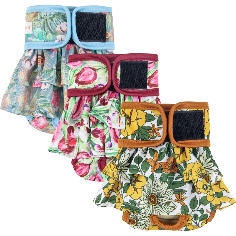 Langsprit Washable Female Dog Diapers (3 Pack) - Reusable Dog Diapers for Female Dogs - Highly Absorbent Dog Diapers for Dogs in Period Summer flowers Medium (Pack of 3) - BeesActive Australia