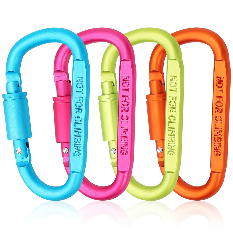 Craebuer 4 Pack Carabiner Clip, 3 inch Aluminum D-Ring Shape Locking Carabiners, Snap Hook Sport Accessories for Outdoor Camping Hiking - BeesActive Australia