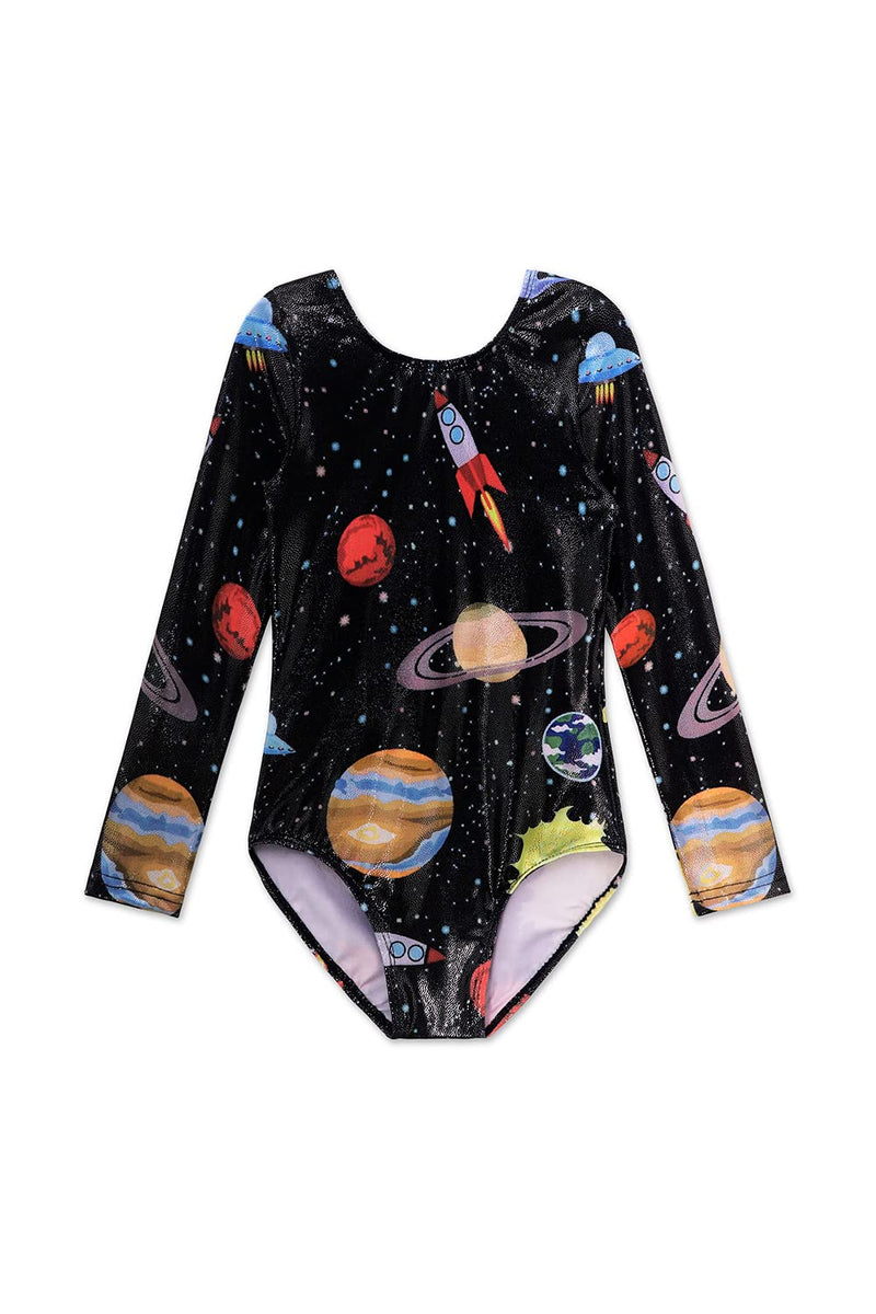 Long Sleeve Leotards for Girls Gymnastics Sparkle 2-10 Years Rainbow Galaxy Unicorn Pattern 7-8 Years Long Sleeve Cosmos - BeesActive Australia