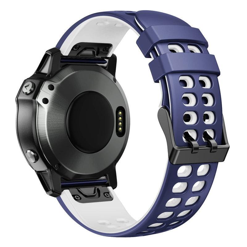 CUZOW Watch Band for Fenix 6 Pro/Fenix 6/Fenix 5/Fenix 5 Plus/Forerunner 945/Forerunner 935/Approach S60/Quatix 5, 22mm Quick Release Silicone Breathable Watch Strap Accessories (Black-Grey) - BeesActive Australia