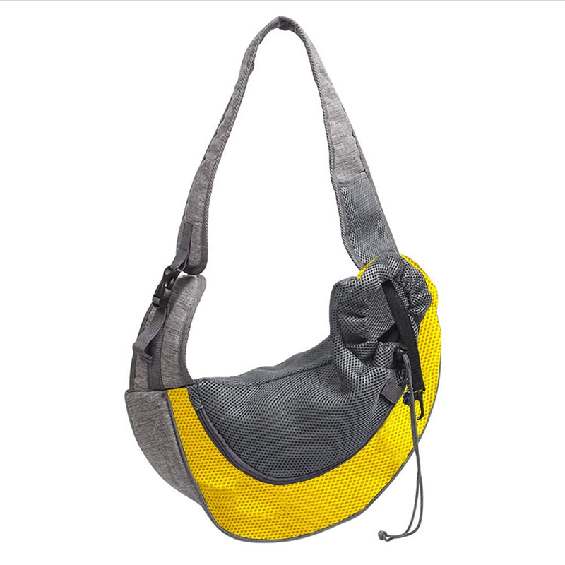 Pet Dog Sling Carrier, Breathable Mesh Hand Free Adjustable Travel Safe Puppy Sling Bag Carrier Dog Satchel Carrier for Dogs Cats Rabbit Small Animals Adjustable Buckle for 5-10 lbs Yellow - BeesActive Australia