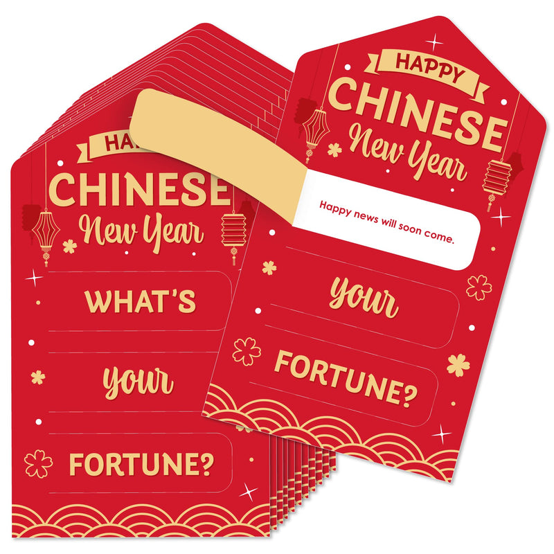 Big Dot of Happiness Chinese Lanterns - Lunar New Year Game Pickle Cards - Fortune Pull Tabs - Set of 12 - BeesActive Australia