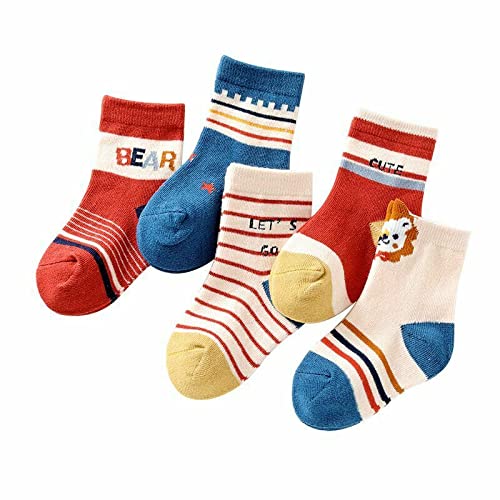 PONPY 5 Pair Pack Kids' Boys' Cotton Socks Children's Winter Warm Striped Socks for 1-10 Years Old 2T - BeesActive Australia