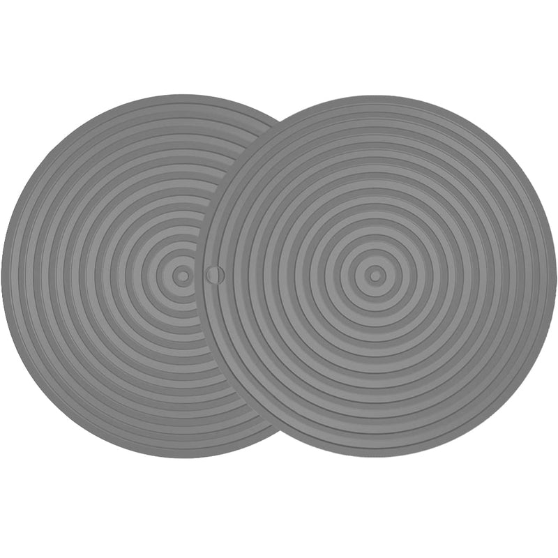 Metopets 2 Pack Silicone Pet Feeding Mat for Dog and Cat, Non-Slip Placemat Tray to Prevent Food and Water Bowl Messes on Floor, Easy Clean Dish Mat for Medium and Small Pet Grey - BeesActive Australia